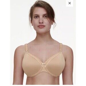 NEW Chantelle 1871 Underwire Merci Lightweight Maternity Nursing Bra 34DD beige